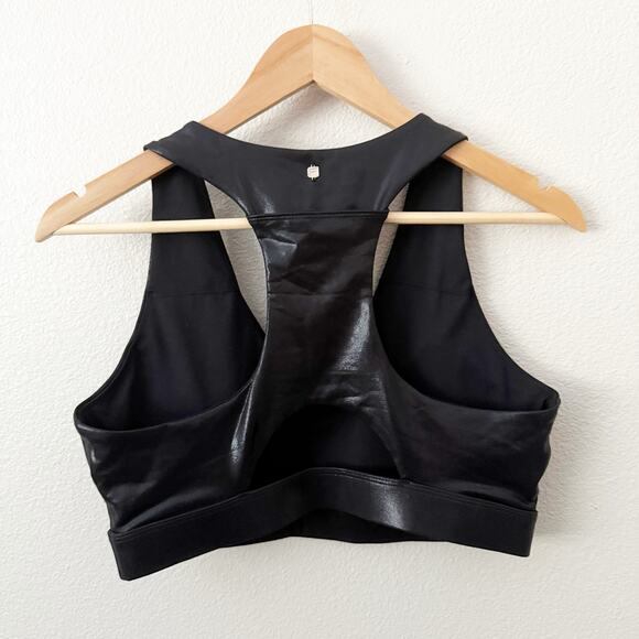 FABLETICS | On the Go Midi Sports Bra Faux Leather Look Back Cutout | Large - Picture 5 of 6